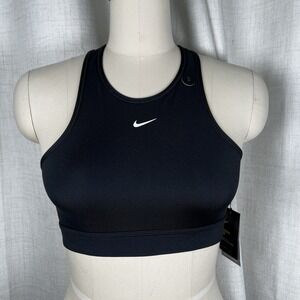 New! Nike‎ Women's Small Black Swoosh Medium Support Training Sports Bra AC7571
